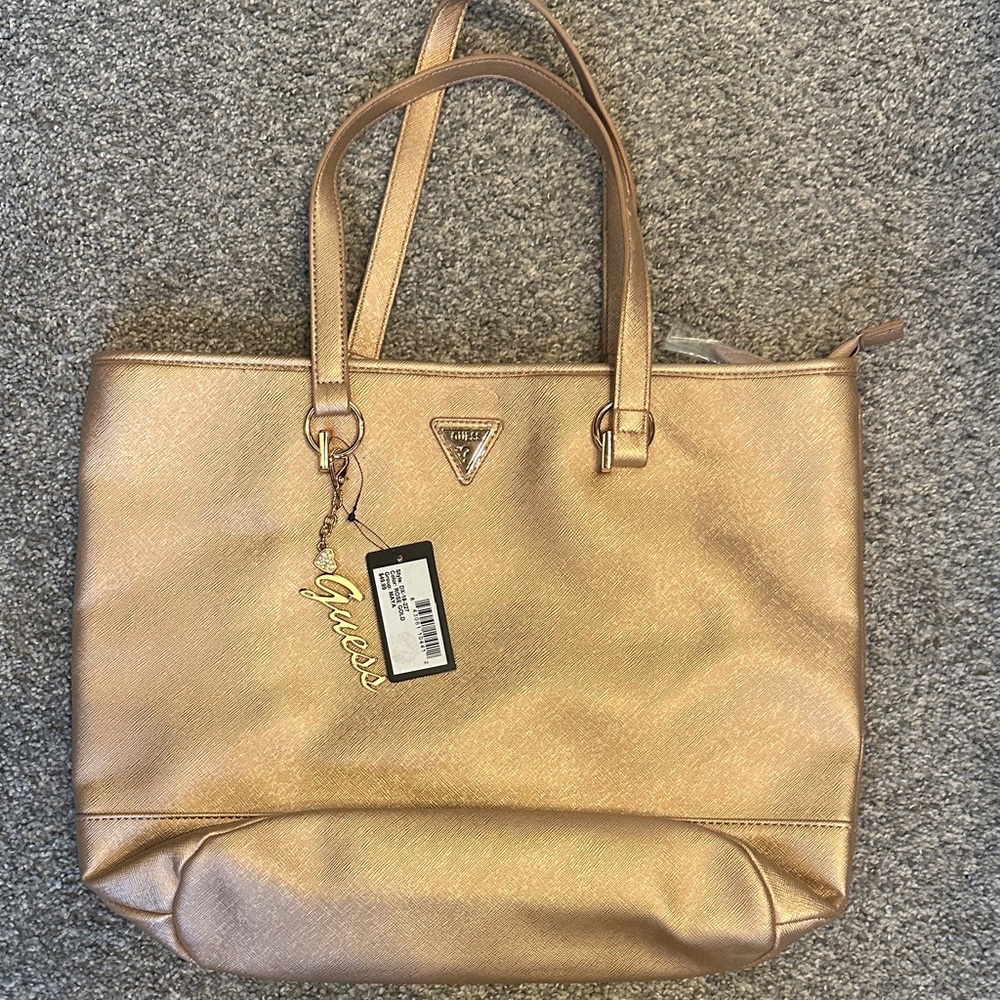 Guess Metallic Rose Gold Tote Bag
